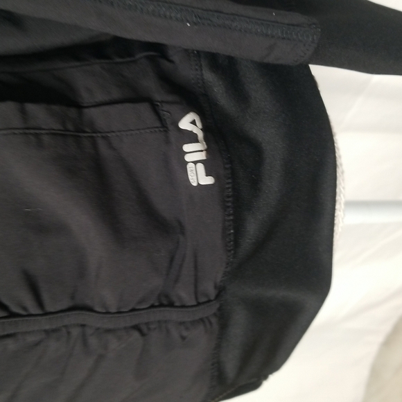 𝅺fila track jacket gray black womens size S ruched zip up front thumb holes - Picture 3 of 12